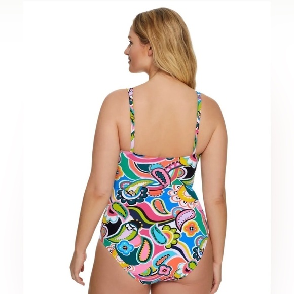 NWT Bleu|Rod Beattie Go For Bold Shirred Underwire One-Piece Size 6 Swimsuit - Picture 2 of 6